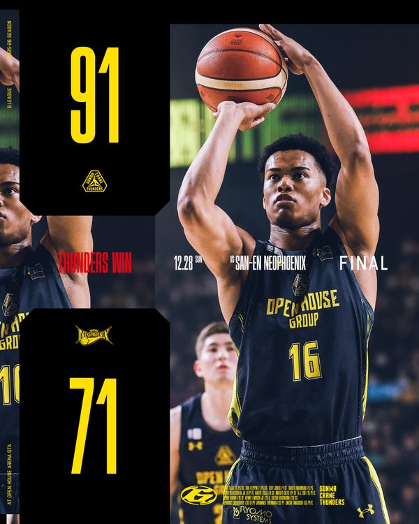 【試合結果】12月28日(日) vs 三遠ネオフェニックス