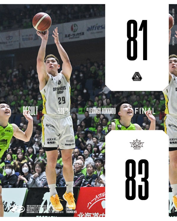 【試合結果】4月26日(日) vs レバンガ北海道