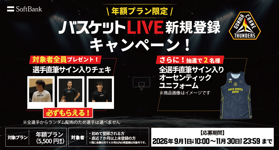 バスケットLIVE 新規登録キャンペーン実施中！必ずもらえる！対象者全員に選手サイン入りチェキプレゼント！